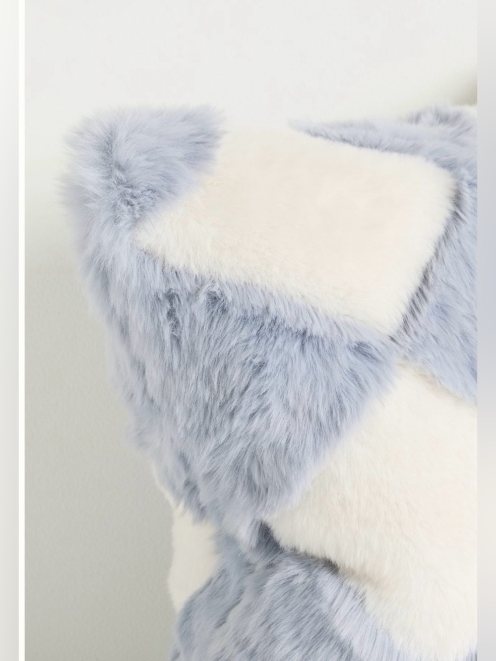 Anthropologie Chella Checkered Faux Fur Pillow, NIP - Picture 2 of 3